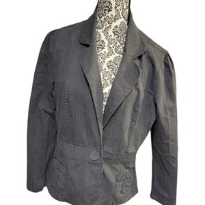 Gray pinstripe peplum blazer